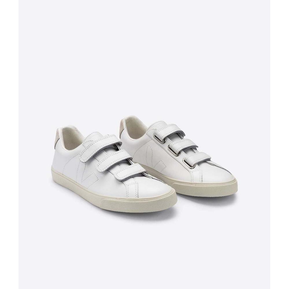 Veja 3-LOCK LEATHER Women's Sneakers White | NZ 613BEX